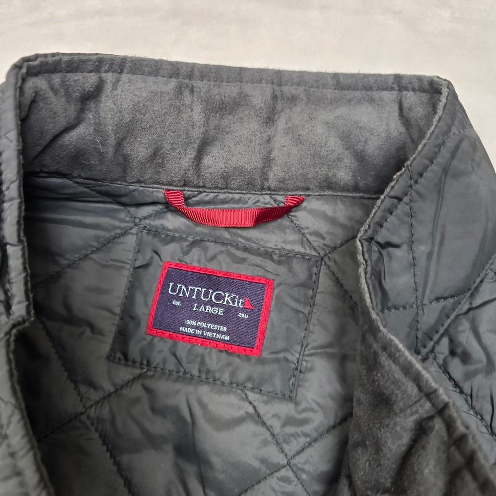 UNTUCKit Diamond Quilt Vest Mens Large Gray Lt Weight Wynwood‎ Zip & Snap - Picture 5 of 12